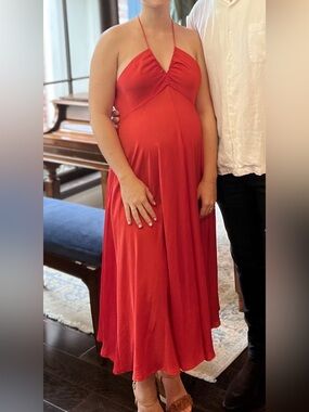 Banana Republic Red Orange Halter Maxi Dress